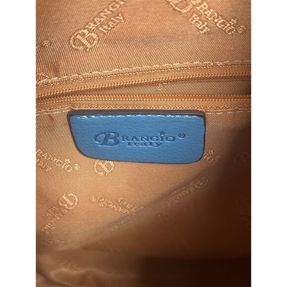 Brangio Italy Millionaire Double Layer Crystal Engraved Matte Satchel Ocean Blue - Picture 10 of 16